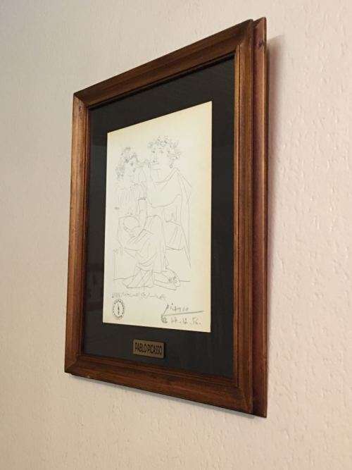Original PICASSO gallery print - hand signed by Picasso in pencil in 1956 - COMES FRAMED